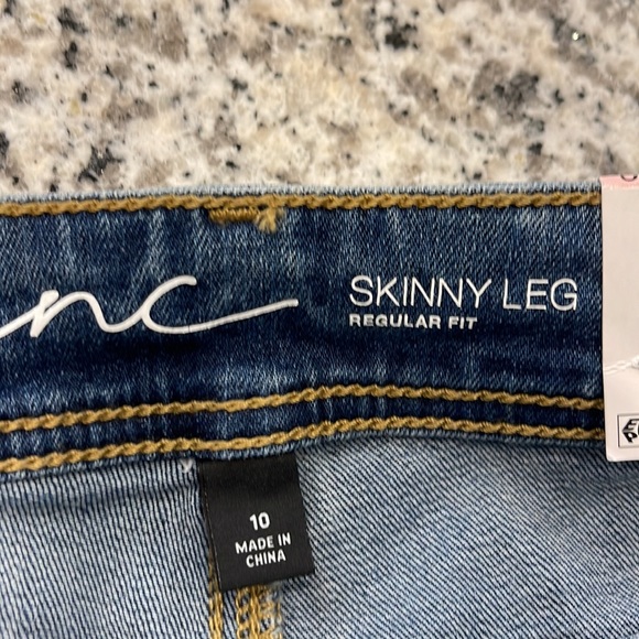 INC International Concepts Jeans Fringe Hem Skinny Embroidered Size 10 NWT - Picture 4 of 5